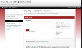 
							         Security > Login (existing user) > WUSTL Global Opportunities								  
							    