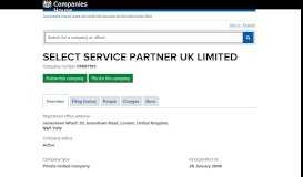 
							         SELECT SERVICE PARTNER UK LIMITED - Overview (free company ...								  
							    