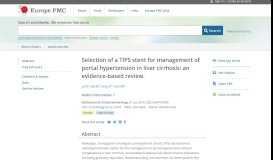 
							         Selection of a TIPS stent for management of portal hypertension in ...								  
							    