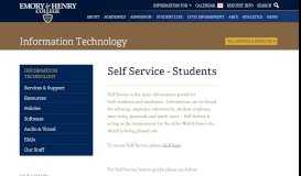 
							         Self Service - Students • Information Technology • Emory & Henry								  
							    