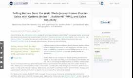 
							         Selling Homes Over the Web, Wade Jurney Homes ... - Business Wire								  
							    