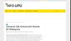 
							         Senarai UA Universiti Awam Di Malaysia - Info UPU								  
							    