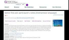 
							         Senior first aid: participant's notes [Vietnamese language] - VOCEDplus								  
							    