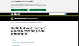 
							         Septic tanks and treatment plants: permits and general binding rules ...								  
							    