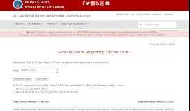 
							         Serious Event Reporting Online Form | Occupational Safety ... - OSHA								  
							    