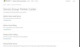 
							         Service Group: Partner Center | Partner API Documentation								  
							    