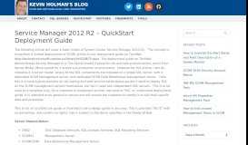 
							         Service Manager 2012 R2 – QuickStart Deployment Guide - Kevin ...								  
							    