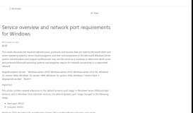 
							         Service overview and network port requirements for Windows								  
							    