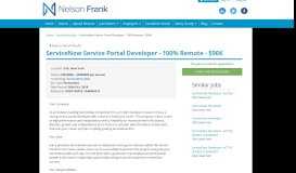 
							         ServiceNow Service Portal Developer - 100% Remote - $90K								  
							    