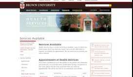 
							         Services Available | Health Services - Brown University								  
							    