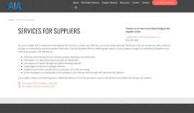 
							         Services for Suppliers – AIA								  
							    