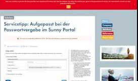 
							         Servicetipp: Aufgepasst bei der Passwortvergabe im Sunny Portal ...								  
							    