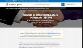 
							         Servicio de Conciliación Laboral Obligatoria (SECLO) | Argentina.gob.ar								  
							    