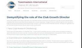 
							         Serving Clubs through Visits - Toastmasters UK South								  
							    