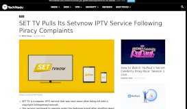 
							         SET TV Pulls Its Setvnow IPTV Service Following Piracy ...								  
							    