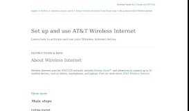 
							         Set Up and Use AT&T Wireless Internet - Wireless Support								  
							    