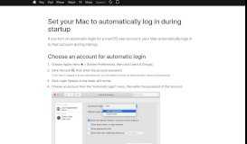 
							         Set your Mac to automatically log in during startup - Apple ...								  
							    