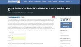 
							         Setting the SData Configuration Path After Error 500 in Saleslogix ...								  
							    