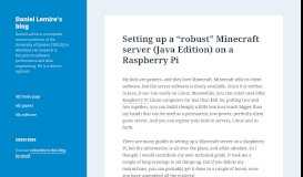 
							         Setting up a “robust” Minecraft server (Java Edition) on a Raspberry Pi ...								  
							    