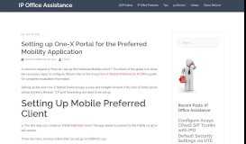 
							         Setting up One-X Portal for the Preferred Mobility Application – IP ...								  
							    