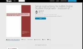 
							         Setup Instructions for IoBM Online Student Portal with - Institute of ...								  
							    