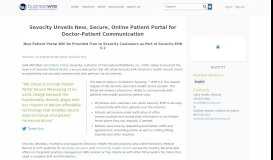 
							         Sevocity Unveils New, Secure, Online Patient Portal ... - Business Wire								  
							    