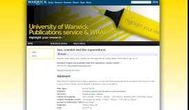 
							         Sex, scandal and the supernatural - WRAP: Warwick Research ...								  
							    