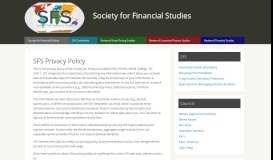 
							         SFS Privacy Policy – Society for Financial Studies								  
							    