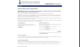 
							         SGS Admissions Application - University of Toronto								  
							    