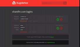 
							         sharefm.com passwords - BugMeNot								  
							    