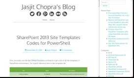
							         SharePoint 2013 Site Templates Codes for PowerShell - Jasjit Chopra								  
							    