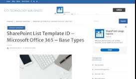 
							         SharePoint Site Template ID - Microsoft Office 365								  
							    