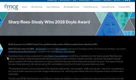 
							         Sharp Rees-Stealy Wins 2018 Doyle Award | MCG Health								  
							    