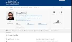 
							         Shaun McDaid — University of Huddersfield Research Portal								  
							    