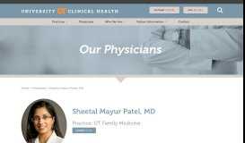 
							         Sheetal Mayur Patel, MD : University Clinical Health								  
							    