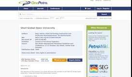 
							         Shell Global Open University - OnePetro								  
							    