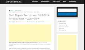 
							         Shell Nigeria Recruitment 2018/2019 For Graduates - Apply Now								  
							    
