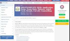 
							         SHIATS 2020 Application Form, Dates, Syllabus, Pattern, Result								  
							    
