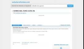 
							         shiksha.isro.gov.in at WI. DOS/ISRO Education Portal - Website Informer								  
							    