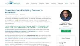 
							         Should I activate Publishing Features in SharePoint? - SharePoint ...								  
							    