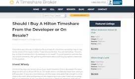
							         Should I Buy A Hilton Timeshare From the Developer or On Resale ...								  
							    