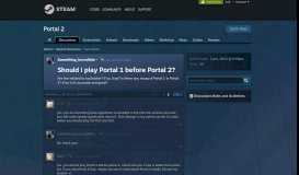 
							         Should I play Portal 1 before Portal 2? :: Portal 2 General Discussions								  
							    