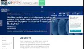 
							         Should we routinely measure portal pressure in patients with cirrhosis ...								  
							    