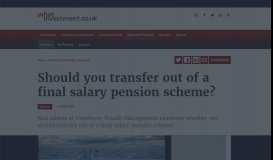 
							         Should you transfer out of a final salary pension scheme?								  
							    