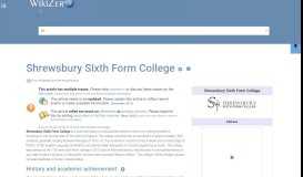 
							         Shrewsbury Sixth Form College - WikiZero								  
							    