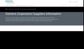 
							         Siemens Corporation Suppliers Information | About us | Siemens								  
							    