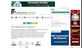 
							         Siemens Mindsphere - Viele Wege führen in die Cloud - IT&Production								  
							    