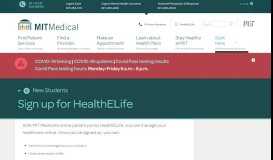 
							         Sign up for HealthELife | MIT Medical								  
							    