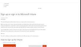 
							         Sign up or sign in to Microsoft Intune | Microsoft Docs								  
							    