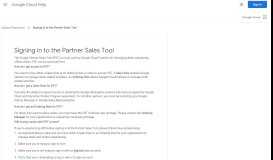 
							         Signing in to the Partner Sales Tool - Google Cloud Help								  
							    